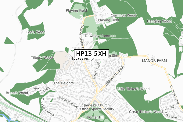 HP13 5XH map - small scale - OS Open Zoomstack (Ordnance Survey)