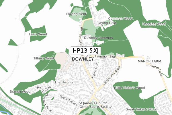 HP13 5XJ map - small scale - OS Open Zoomstack (Ordnance Survey)