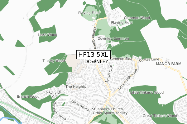 HP13 5XL map - small scale - OS Open Zoomstack (Ordnance Survey)