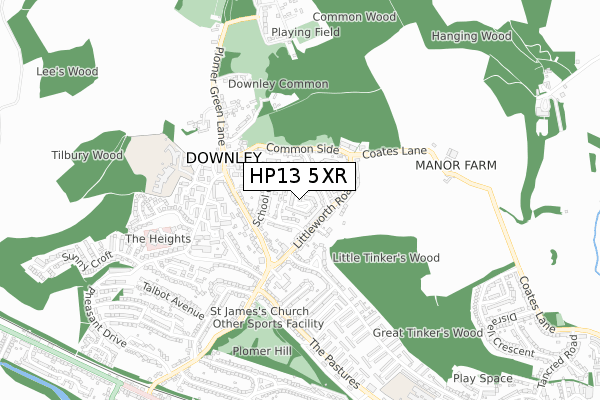 HP13 5XR map - small scale - OS Open Zoomstack (Ordnance Survey)