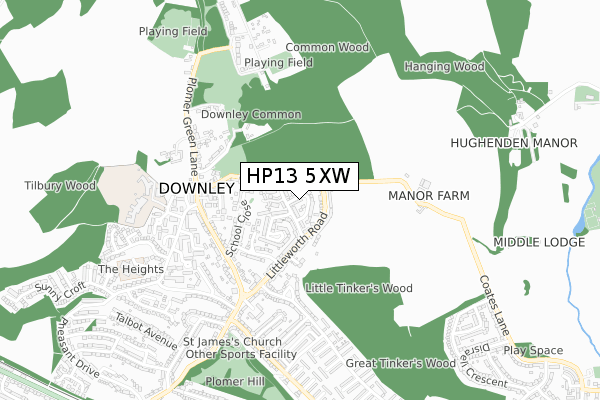 HP13 5XW map - small scale - OS Open Zoomstack (Ordnance Survey)