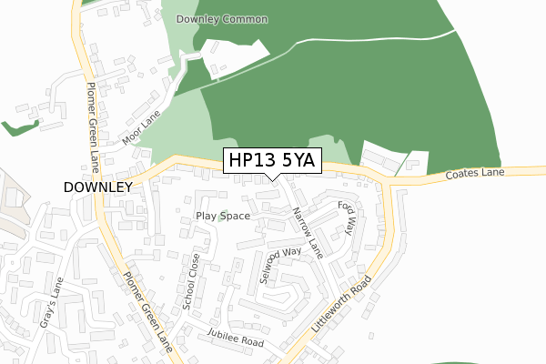 HP13 5YA map - large scale - OS Open Zoomstack (Ordnance Survey)