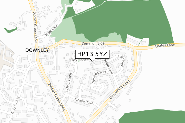 HP13 5YZ map - large scale - OS Open Zoomstack (Ordnance Survey)
