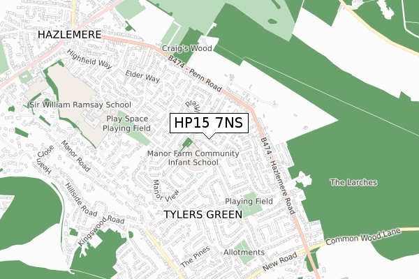 HP15 7NS map - small scale - OS Open Zoomstack (Ordnance Survey)