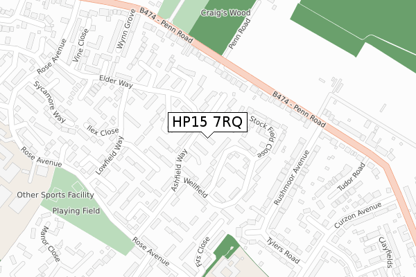 HP15 7RQ map - large scale - OS Open Zoomstack (Ordnance Survey)