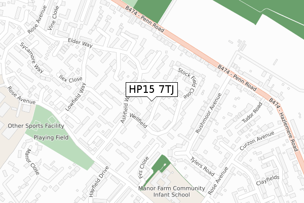 HP15 7TJ map - large scale - OS Open Zoomstack (Ordnance Survey)