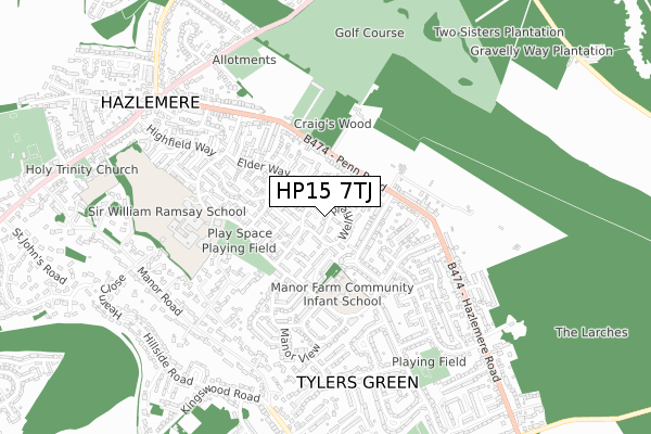 HP15 7TJ map - small scale - OS Open Zoomstack (Ordnance Survey)