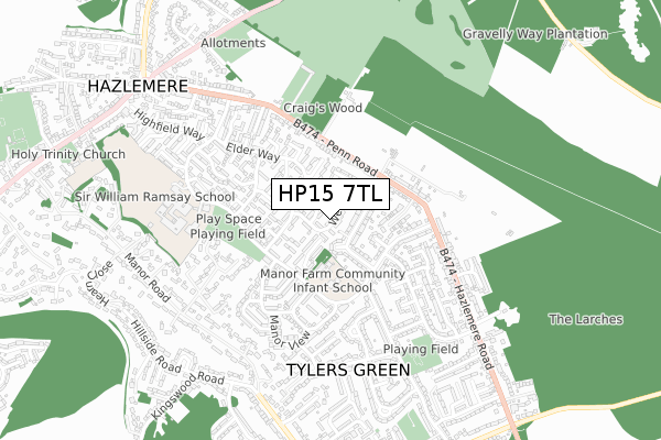 HP15 7TL map - small scale - OS Open Zoomstack (Ordnance Survey)