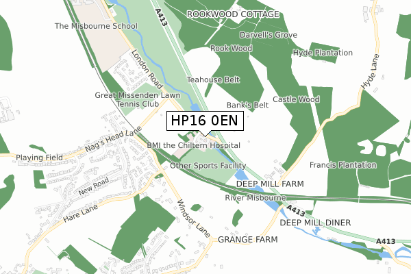 HP16 0EN map - small scale - OS Open Zoomstack (Ordnance Survey)