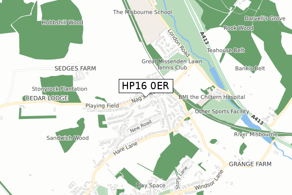 HP16 0ER map - small scale - OS Open Zoomstack (Ordnance Survey)