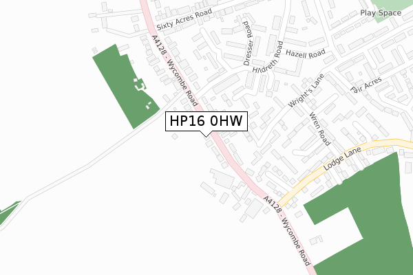 HP16 0HW map - large scale - OS Open Zoomstack (Ordnance Survey)