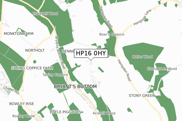 HP16 0HY map - small scale - OS Open Zoomstack (Ordnance Survey)