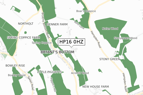 HP16 0HZ map - small scale - OS Open Zoomstack (Ordnance Survey)