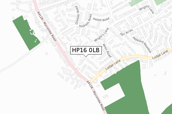 HP16 0LB map - large scale - OS Open Zoomstack (Ordnance Survey)