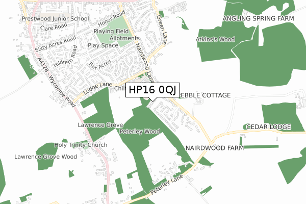 HP16 0QJ map - small scale - OS Open Zoomstack (Ordnance Survey)