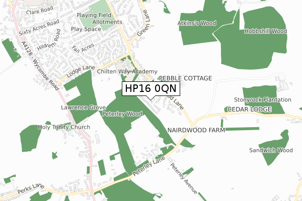 HP16 0QN map - small scale - OS Open Zoomstack (Ordnance Survey)