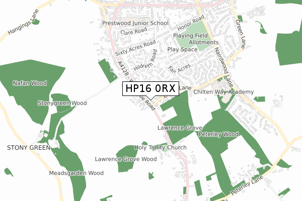 HP16 0RX map - small scale - OS Open Zoomstack (Ordnance Survey)