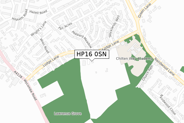 HP16 0SN map - large scale - OS Open Zoomstack (Ordnance Survey)