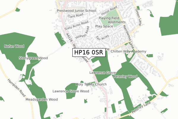 HP16 0SR map - small scale - OS Open Zoomstack (Ordnance Survey)