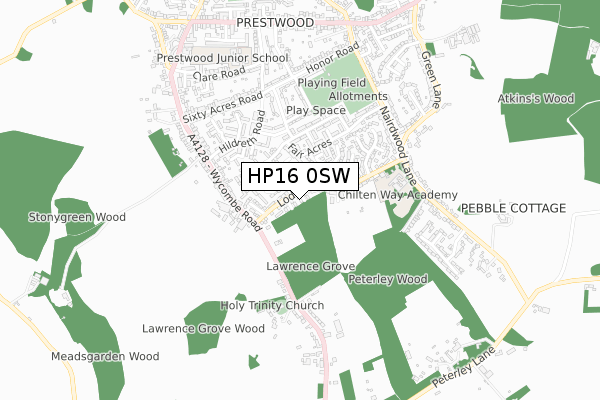 HP16 0SW map - small scale - OS Open Zoomstack (Ordnance Survey)