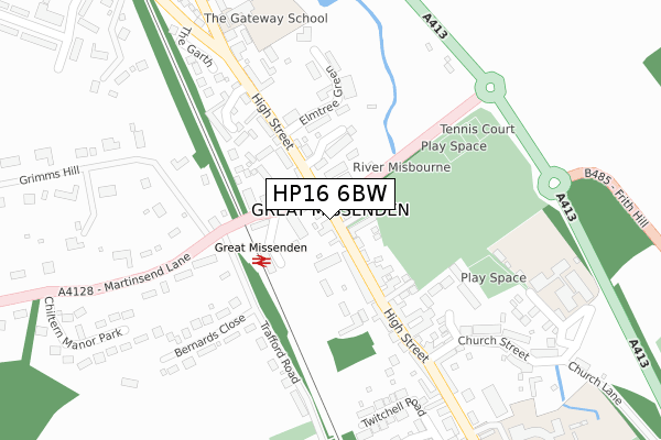 HP16 6BW map - large scale - OS Open Zoomstack (Ordnance Survey)