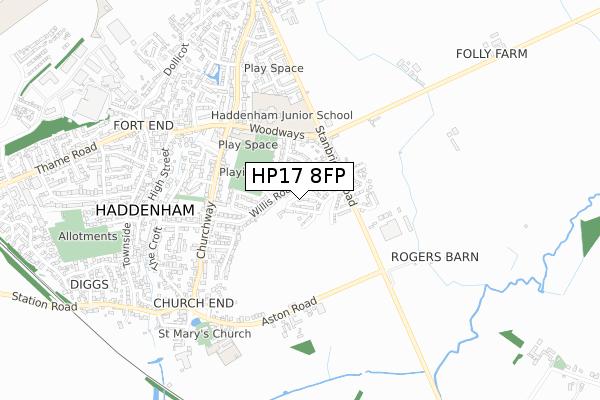 HP17 8FP map - small scale - OS Open Zoomstack (Ordnance Survey)