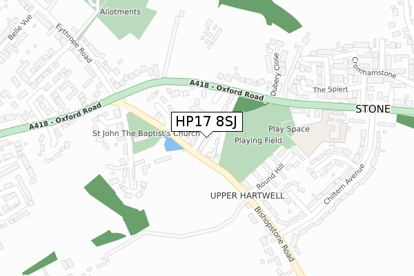 HP17 8SJ map - large scale - OS Open Zoomstack (Ordnance Survey)