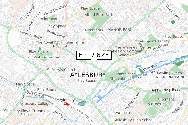 HP17 8ZE map - small scale - OS Open Zoomstack (Ordnance Survey)