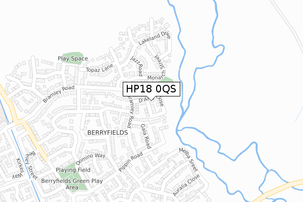 HP18 0QS map - large scale - OS Open Zoomstack (Ordnance Survey)