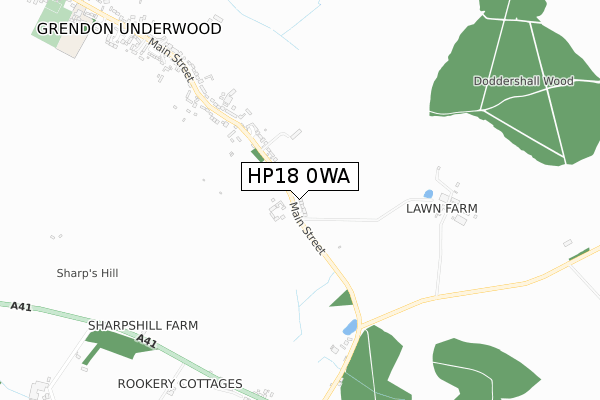 HP18 0WA map - small scale - OS Open Zoomstack (Ordnance Survey)