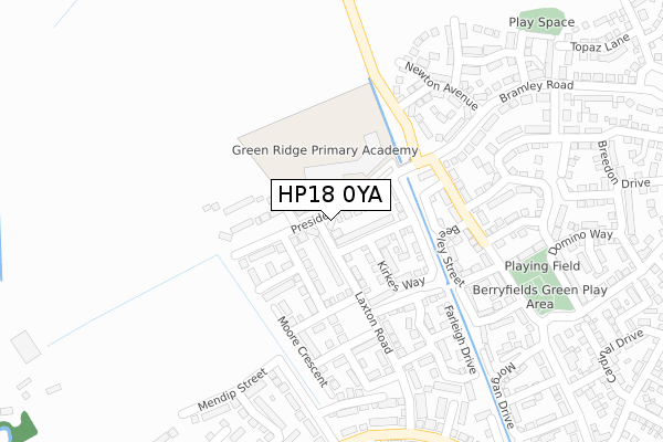 HP18 0YA map - large scale - OS Open Zoomstack (Ordnance Survey)