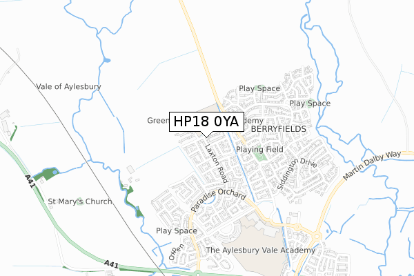 HP18 0YA map - small scale - OS Open Zoomstack (Ordnance Survey)