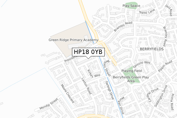 HP18 0YB map - large scale - OS Open Zoomstack (Ordnance Survey)