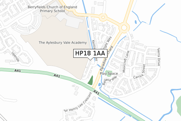 HP18 1AA map - large scale - OS Open Zoomstack (Ordnance Survey)