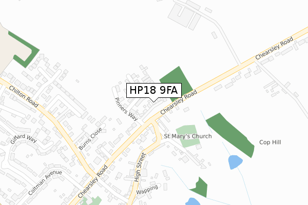 HP18 9FA map - large scale - OS Open Zoomstack (Ordnance Survey)