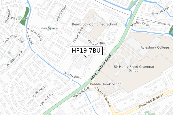 HP19 7BU map - large scale - OS Open Zoomstack (Ordnance Survey)