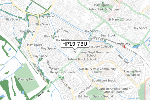 HP19 7BU map - small scale - OS Open Zoomstack (Ordnance Survey)