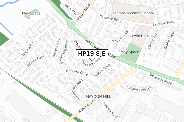 HP19 8JE map - large scale - OS Open Zoomstack (Ordnance Survey)