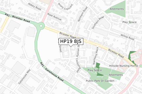 HP19 8JS map - large scale - OS Open Zoomstack (Ordnance Survey)