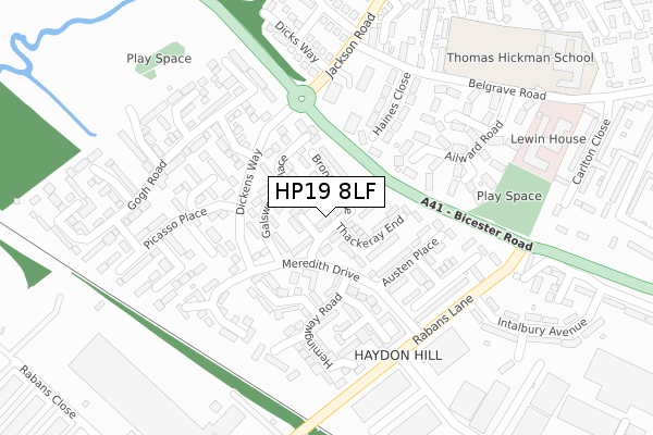 HP19 8LF map - large scale - OS Open Zoomstack (Ordnance Survey)