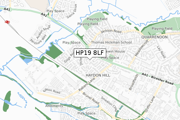 HP19 8LF map - small scale - OS Open Zoomstack (Ordnance Survey)