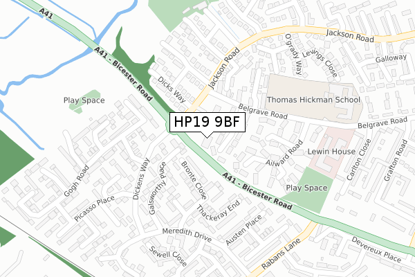 HP19 9BF map - large scale - OS Open Zoomstack (Ordnance Survey)