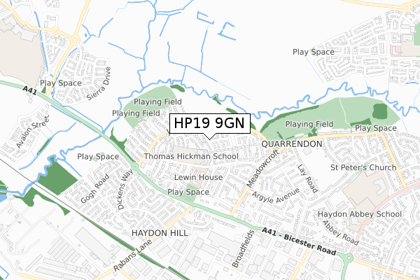 HP19 9GN map - small scale - OS Open Zoomstack (Ordnance Survey)