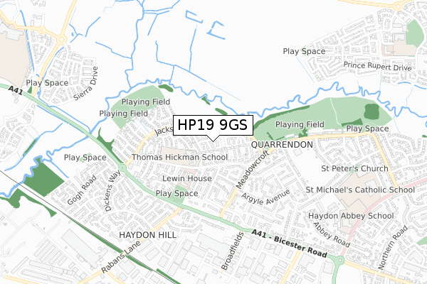 HP19 9GS map - small scale - OS Open Zoomstack (Ordnance Survey)