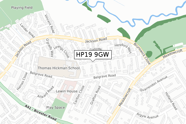 HP19 9GW map - large scale - OS Open Zoomstack (Ordnance Survey)
