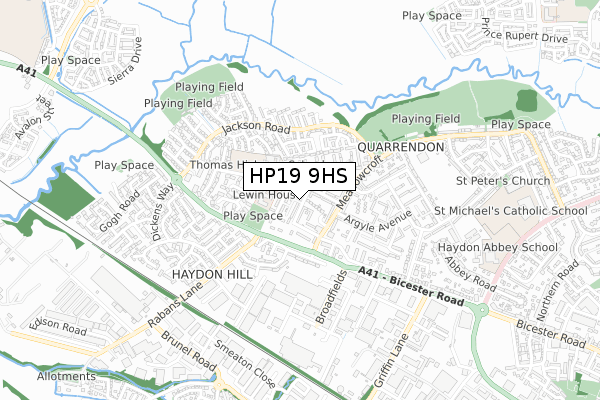 HP19 9HS map - small scale - OS Open Zoomstack (Ordnance Survey)