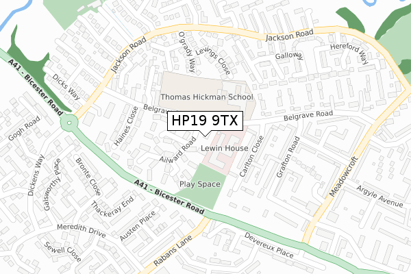 HP19 9TX map - large scale - OS Open Zoomstack (Ordnance Survey)