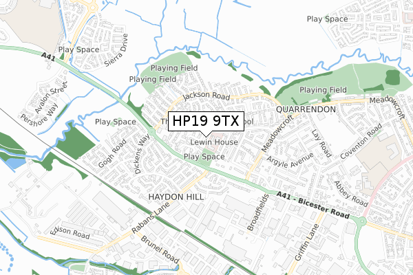 HP19 9TX map - small scale - OS Open Zoomstack (Ordnance Survey)