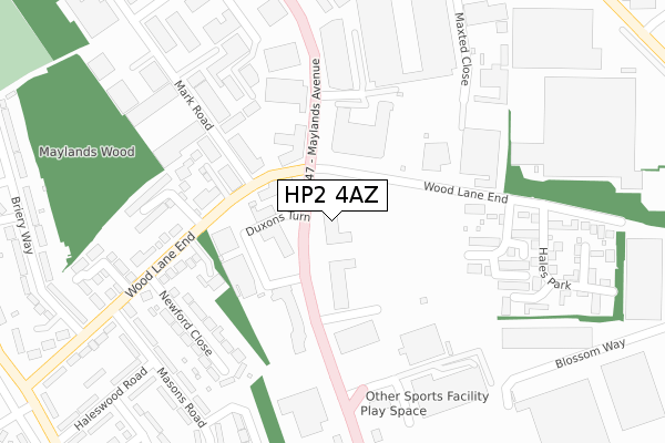 HP2 4AZ map - large scale - OS Open Zoomstack (Ordnance Survey)