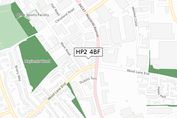 HP2 4BF map - large scale - OS Open Zoomstack (Ordnance Survey)